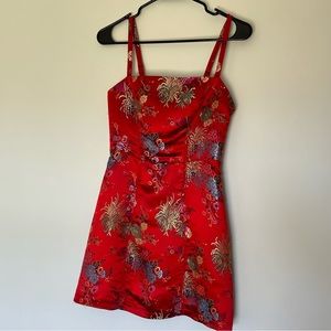 Urban Outfitters - Red Jacquard Floral Mini Dress - Small